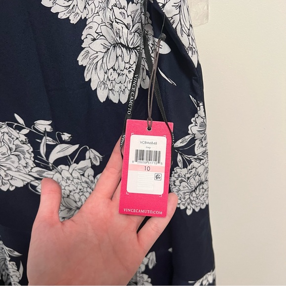 Vince Camuto Navy Floral Dress - Size 10 - Picture 6 of 6
